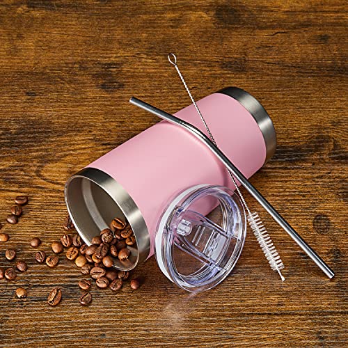 20oz 8 Pack Tumbler Double Wall Vacuum Insulated Coffee Travel Mug Stainless Steel Tumbler Bulk with Lid and Straw Insulated Coffee Cup for Cold & Hot Drinks (8 Count)