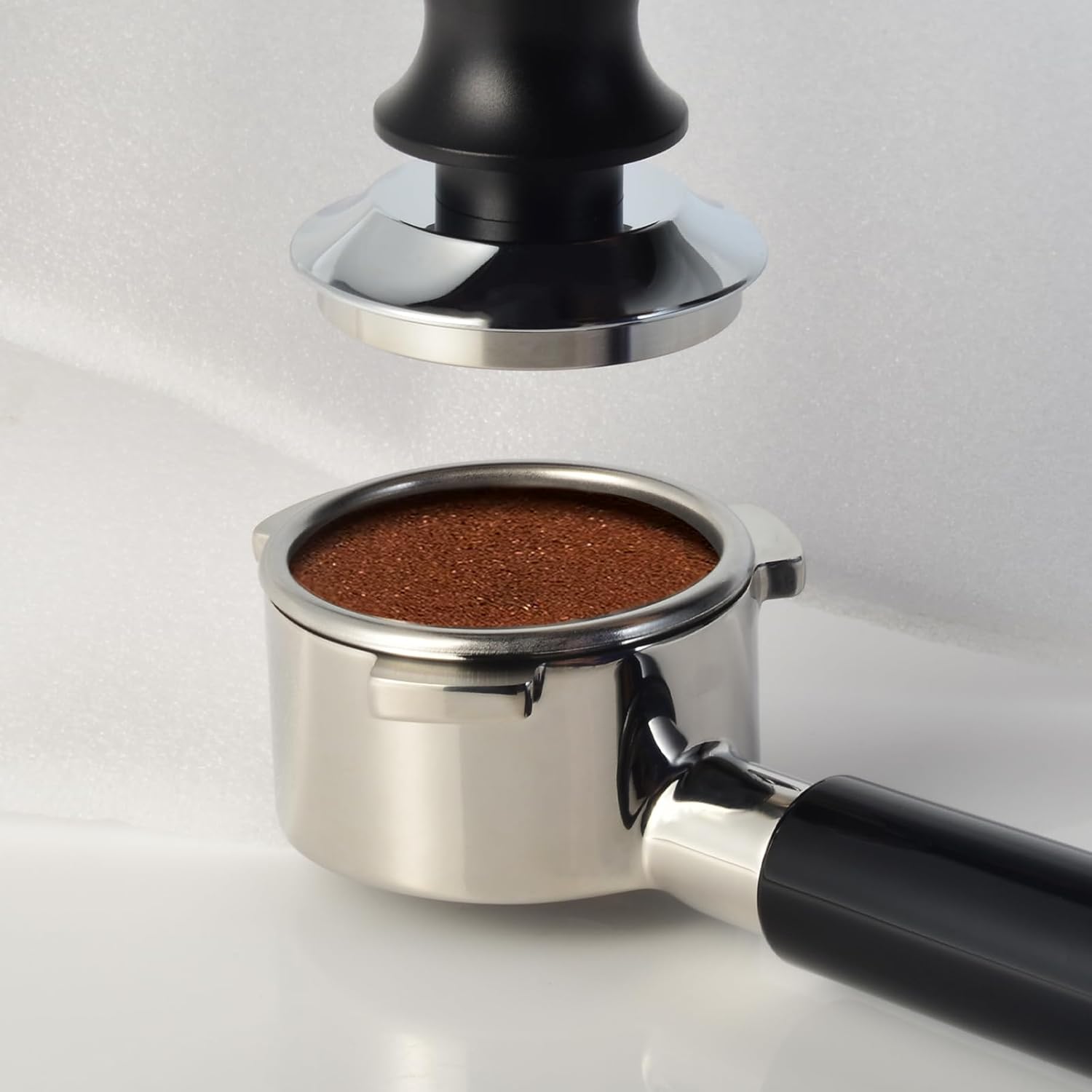 51mm Espresso Tamper - Spring-Loaded Coffee Tamper with Flat Stainless Steel Base, Compatible with All 51mm Portafilter Basket, Professional Barista Accessories, Black - Blissbrew