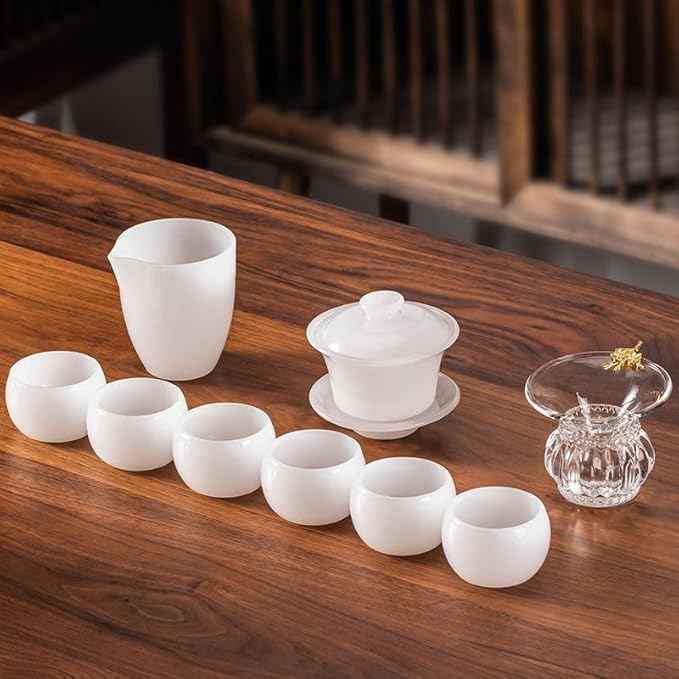 Glass Tea Gift Set, White Jade Gaiwan and Teacups-suit5
