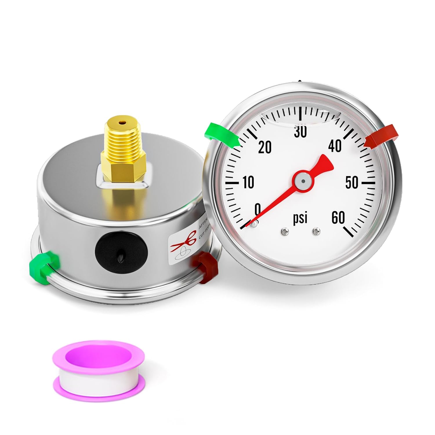 0-60psi Stainless Steel Glycerin Liquid Filled Pressure Gauge 1/8