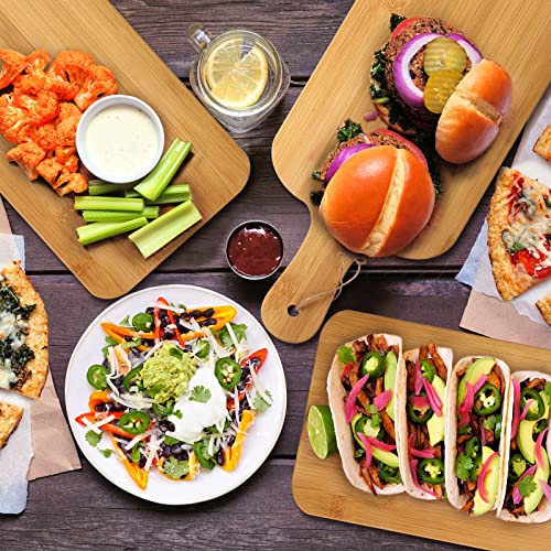 12 Packs Wooden Cutting Board Set with Handles 15 x 7 Inch Large Kitchen Serving Plain Chopping Board Bulk Gifts for Mom for Vegetables Meat Pizza Cheese Fruit Bread (12 Count)