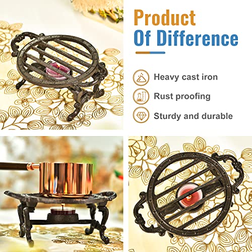 Heavy Duty Cast Iron Teapot Dish Warmer Stable Holder for Tealight Stand