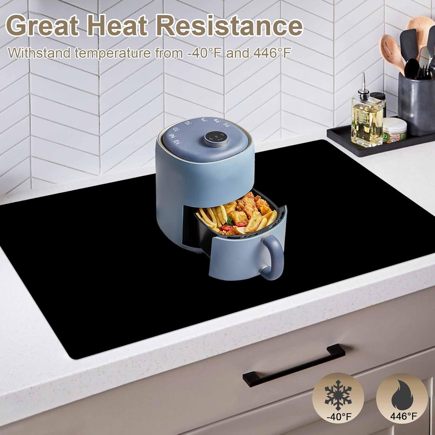 72''x36'' Large Silicone Mat for Kitchen Counter, Non-Slip Heat Resistant Countertop Protector, Waterproof Multipurpose Mat for Kitchen Island, Semitransparent