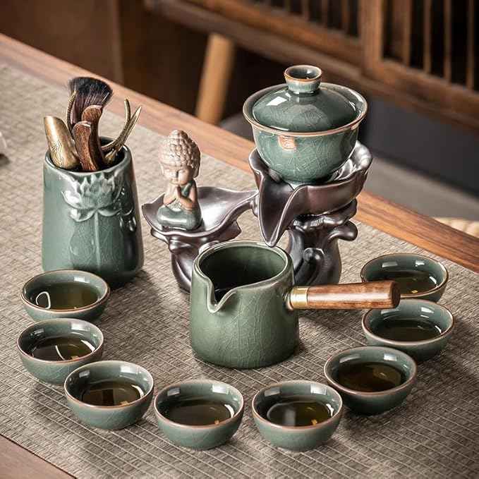 Ceramic Ge Kiln Automatic Tea Set, Easy Brewing Teapot and Cups-suit13
