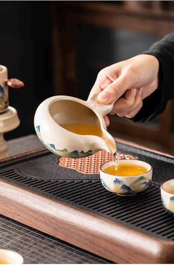 Ru Kiln Automatic Gongfu Tea Set, Rotating Pouring Teapot-suit6