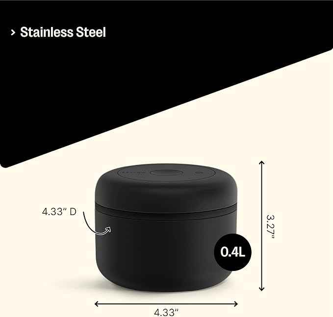 Fellow Atmos Vacuum Coffee Canister – Stainless Steel Airtight Food Storage Container for Ground Coffee, Beans, Espresso, Tea & Spices, BPA-Free Vacuum Seal Lid – 0.4 Liter (Holds 6 oz) Matte Black