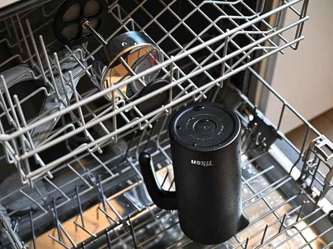 Tiken French Press Coffee Maker Stainless Steel Double-wall Vacuum Insulated Coffee Press Dishwasher Safe, 34Oz Black