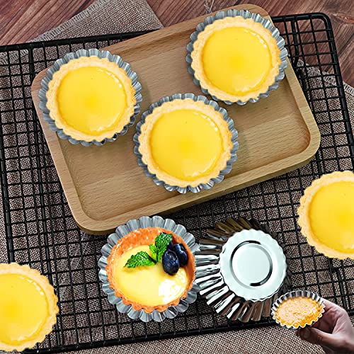 32Pack 2.75" Egg Tart Molds Aluminum Mini Tart Tins Pans for Baking (32 Count)