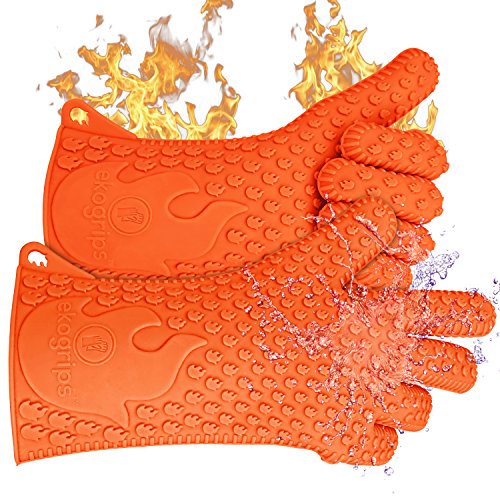 Ekogrips Premium Heat Resistant BBQ Grilling Gloves for Indoor and Outdoor Cooking (2 Count)
