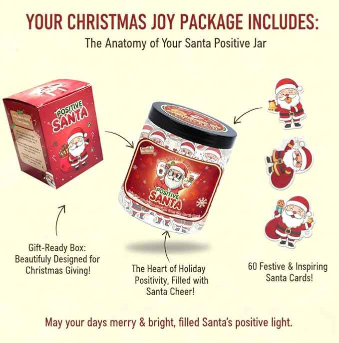Positive Santa67 Jar With 60 Daily Affirmation Cards, Stocking Stuffers For Teen Girl Boy Men Women, 67 Christmas Ornaments, Santa 67 Christmas Gifts for Teens Adults, Funny Gag Gift, Meme Six Seven