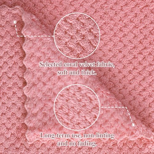 12 Pack Coral Velvet Kitchen Dish Cloths (12 Count)