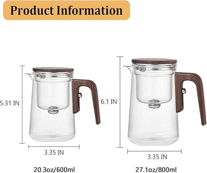 Enchant Tea Pot - 800 ml/27.1 oz Magic Witchcraft Enchanted Glass Teapot with Strainer, Wooden Handle, Magnetic Water Separation Design, for Loose Leaf, Flower & Herbal Teas