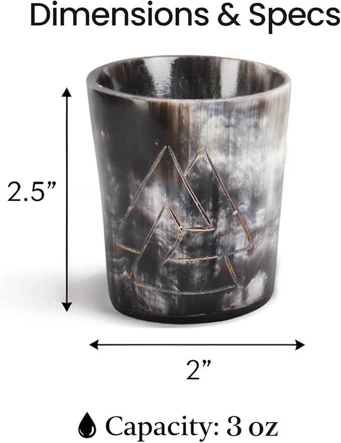 Handicrafts Home Viking Horn Shot Glasses Set of 4, Handmade Natural Ox Horn, Rustic Viking Drinkware Whiskey Shot Cups, Father’s Day Gifts, Medieval Decor Gift Set for Men & Groomsmen, Birthday Gifts