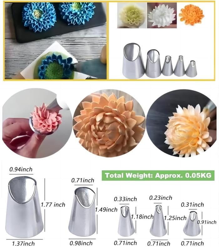 6 pcs Flower Piping Tips Rose Petal Pastry Tips