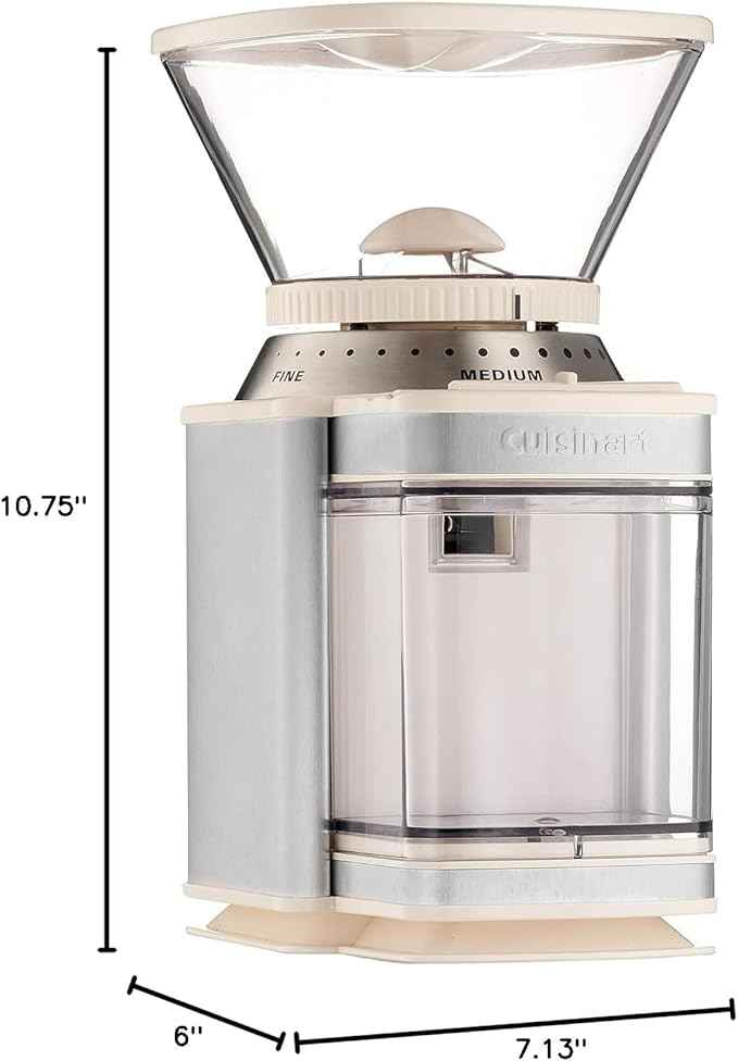 Cuisinart Coffee Grinder, Electric One-Touch Automatic Burr Coffee Grinder with 18-Position Grind Selector, Cup Size Selector for 4 – 18 Cups, Cream Stainless Steel