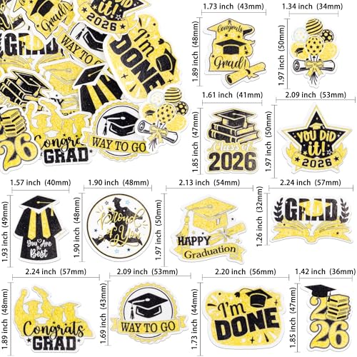 48Pcs Edible Graduation Cap 2026 Cupcake Toppers Wafer Paper Grad Cap Diploma Cake Decoration Picks for 2026 Grad Theme Party Cake Decor Supplies Gold White (48 Count)