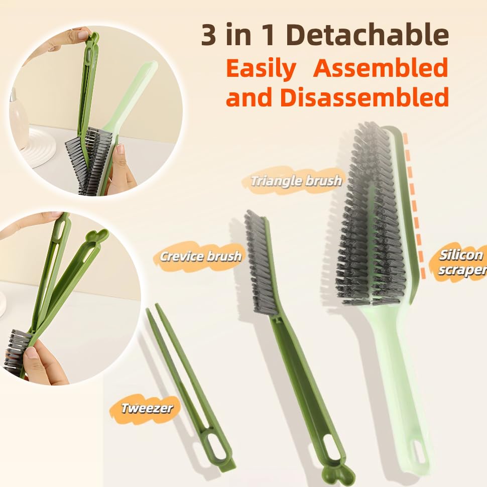 3-in-1 Detail Cleaning Brush, Crevice Grout Brush, 2PCS (2 Count)