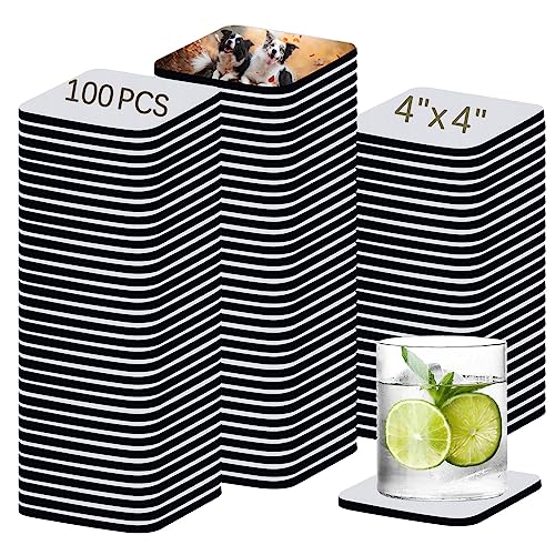 100 PCS Sublimation Blank Cup Coasters Bulk (100 Count)