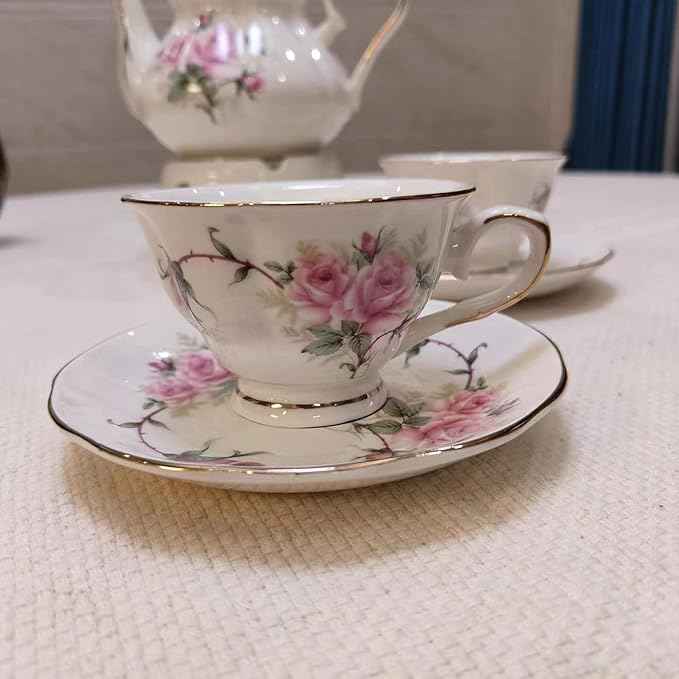 Ceramic Coffee Tea Gift Sets, European Luxury Tea Set, Suitable as A Gift for Mother'S Day, Birthday, Christmas, and Gatherings (Elegant Camellia)