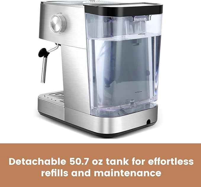 Gevi Espresso Machine with 58mm Portafilter & Milk Frother, 20 Bar Compact Expresso Machines for Home, Professional Espresso Coffee Machines for Cappuccino & Latte, Stainless Steel (Silver)