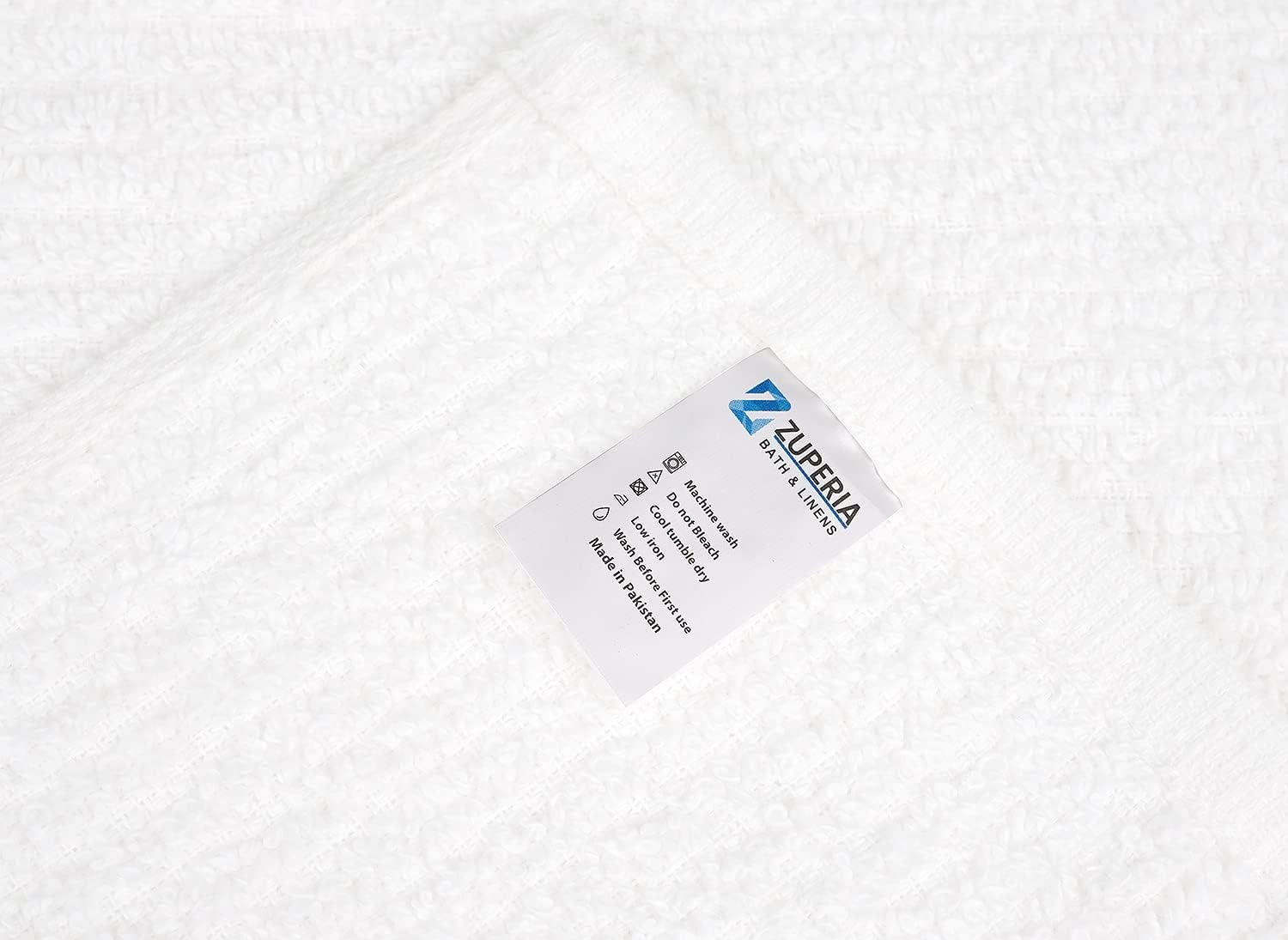 ZUPERIA Bar Mop Kitchen Towels - Pack of 12 (16"x19”) 100% Ring Spun Cotton - Dish Washcloths For Superb Cleaning and Less Lint - Highly Absorbent Dish Cloths and Dish Towels For Everyday use (White)