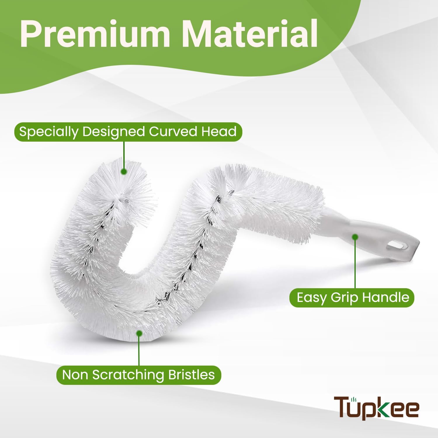 Tupkee Coffee Pot Cleaning Brush – Non Scratching, Long Lasting Bristles, Curved Coffee Decanter Cleaning Brush - Great for Offices and Restaurants