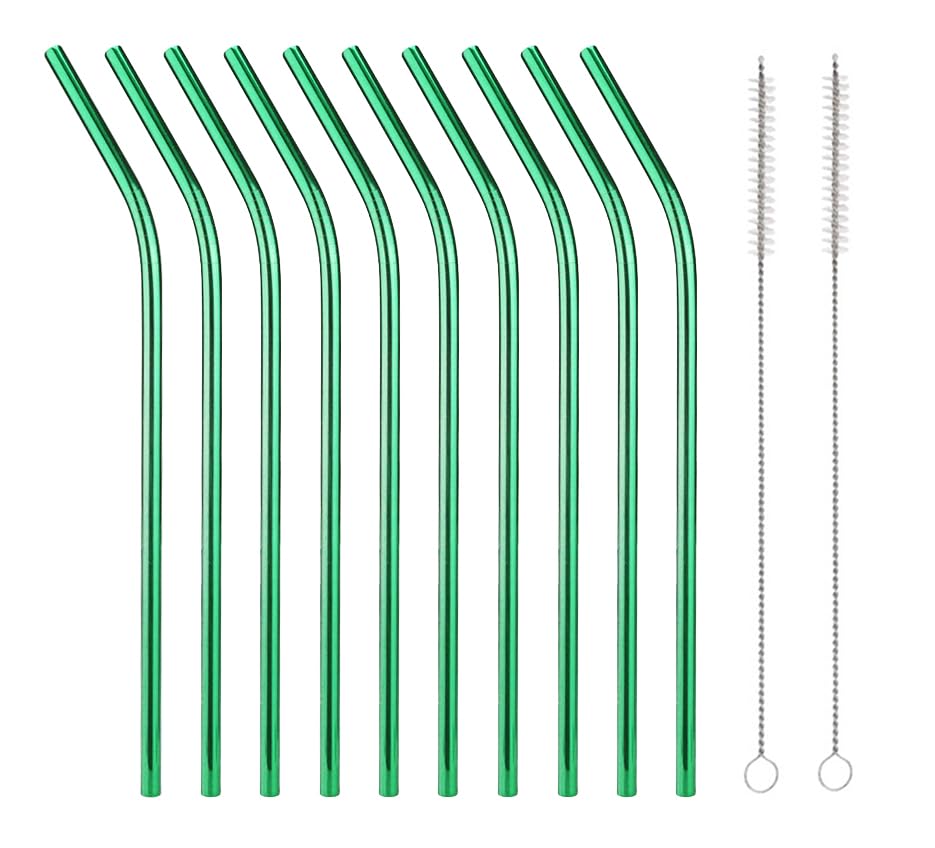 10 Pcs Stainless Steel Straws (10 Count)