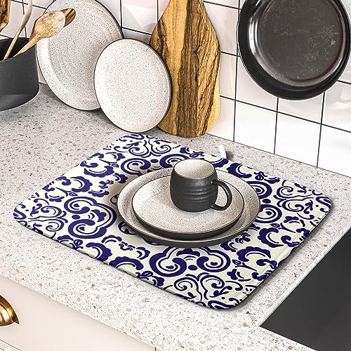 Boho Ethnic Design Dish Drying Mat for Kitchen Counter