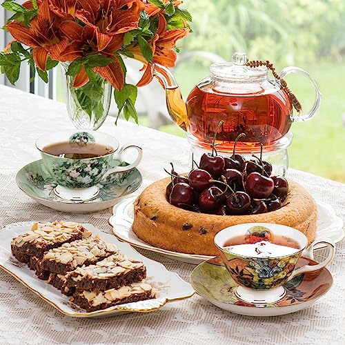 Floral Tea Cups Saucers Set of 2 (2 Count)