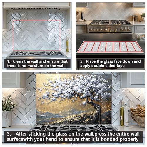 Tempered Glass Backsplash for Kitchen