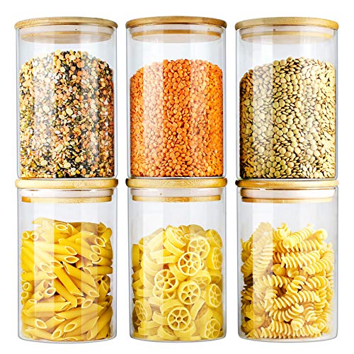 Glass Jars with Bamboo Lids (6 Count)
