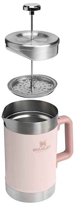 STANLEY Classic Stay-Hot French Press Coffee Maker 48 oz | 5 Minute Brew, 4 Hours Hot | Mesh Filter for Coffee Grounds | Insulated Stainless Steel French Press | BPA-Free | Rose Quartz
