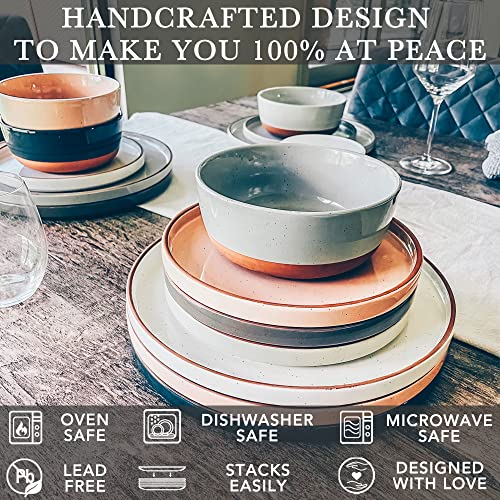 Ceramic Flat Dinner Plates Set of 6 (6 Count)