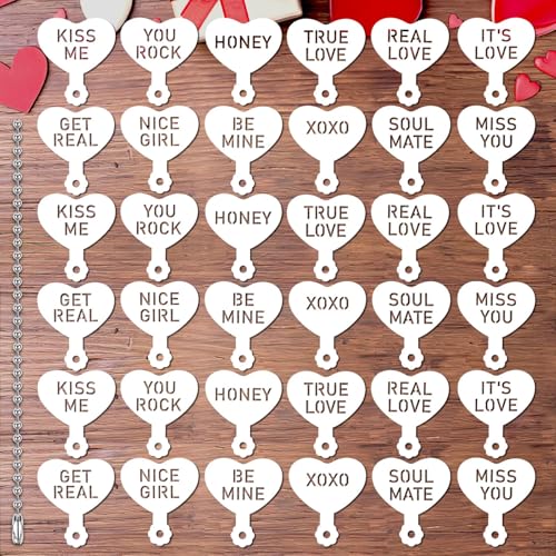 36 Pcs Valentine's Day Conversation Hearts Cookie Stencils for Baking