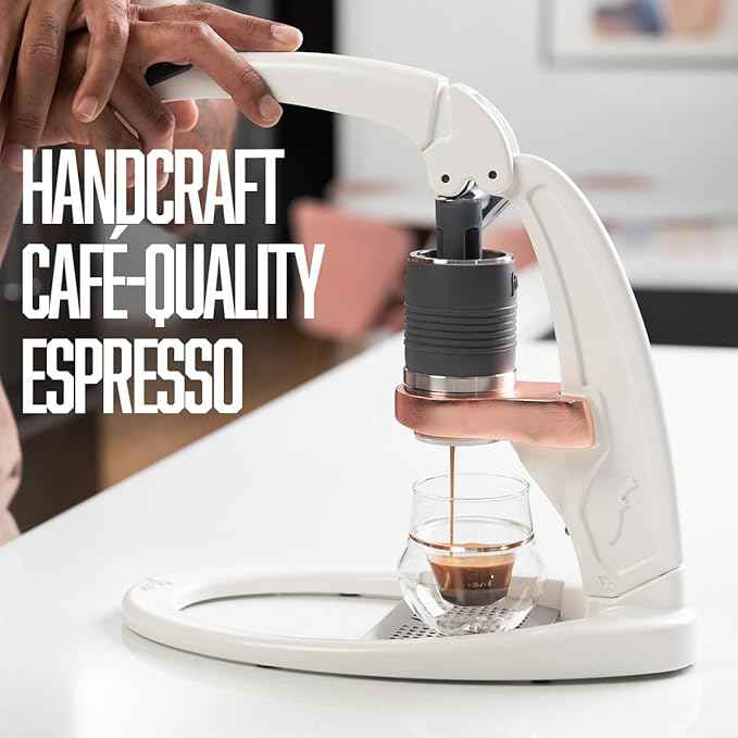 Flair UPDATED PRO 3 (White) - All manual lever espresso maker with a stainless steel brew head, pressure gauge, shot mirror and a small size