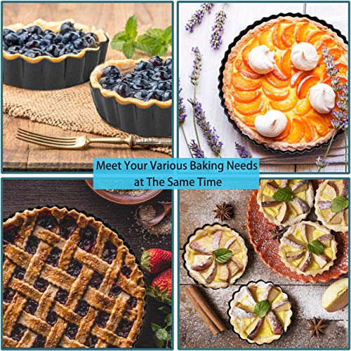 Mini Tart Pans with Removable Bottom 4 inch Set of 10 Non (10 Count)