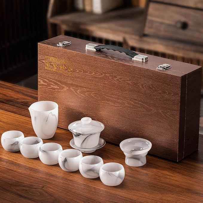 Glass Tea Gift Set, White Jade Gaiwan and Teacups-suit3