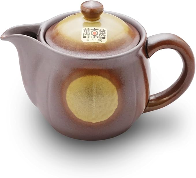 Japanese Banko Ware Teapot with Removable Stainless Steel Strainer - Versatile Pot for Tea, Coffee, and More - Lightweight, Heat-Resistant with Superior Heat Retention (Yellow)