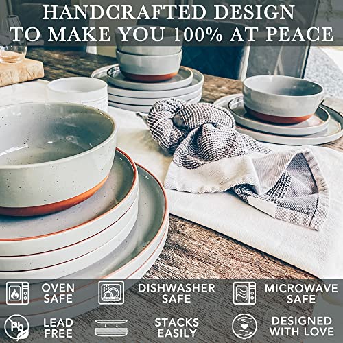 Ceramic Flat Dinner Plates Set of 6 (6 Count)