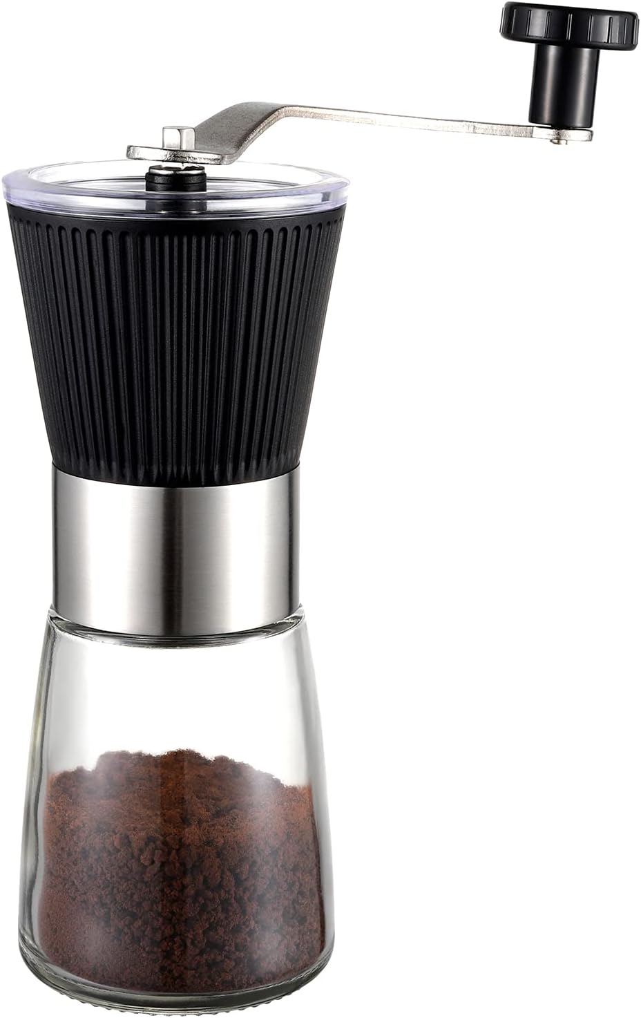 Manual Coffee Grinder, Hand Grinder Coffee Mill with Adjustable Conical Ceramic Burr for Aeropress, Espresso, Filter, French Press, Coffee Beans Grinder - Capacity 160ml (Black)