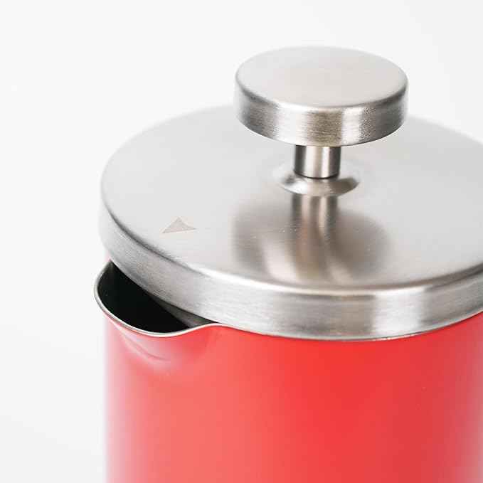 small French Press Coffee Maker 600ml, Double-Wall Insulated French Press Coffee Press Stainless Steel for travel camping, Silicone handle (2-4cup, 20 OZ) silver