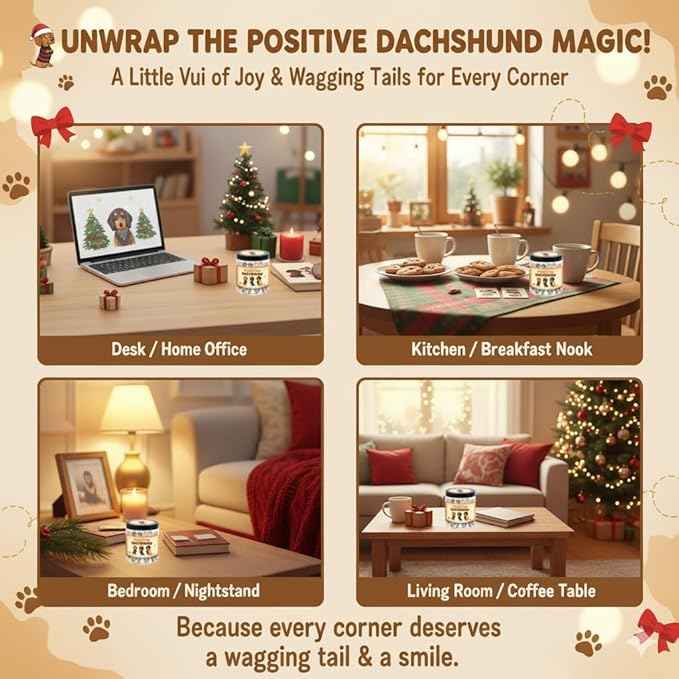 Positive Dachshund Jar with 60 Affirmation Cards, Emotional Support Gift, Funny Dachshund Gifts for Women, Christmas Decor, Weiner Gifts, Cute Puppy Dachshund Decor for Dog Lovers