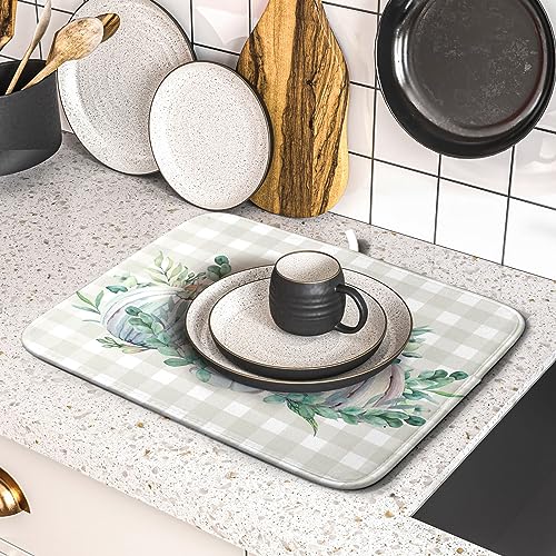 Fall Colorful Pumpkin Dish Drying Mat for Kitchen Counter