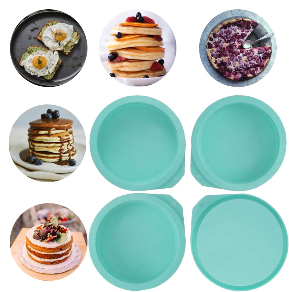 6 Pack Silicone Cake Molds 4 Inch Round Cakes Pans (6 Count)