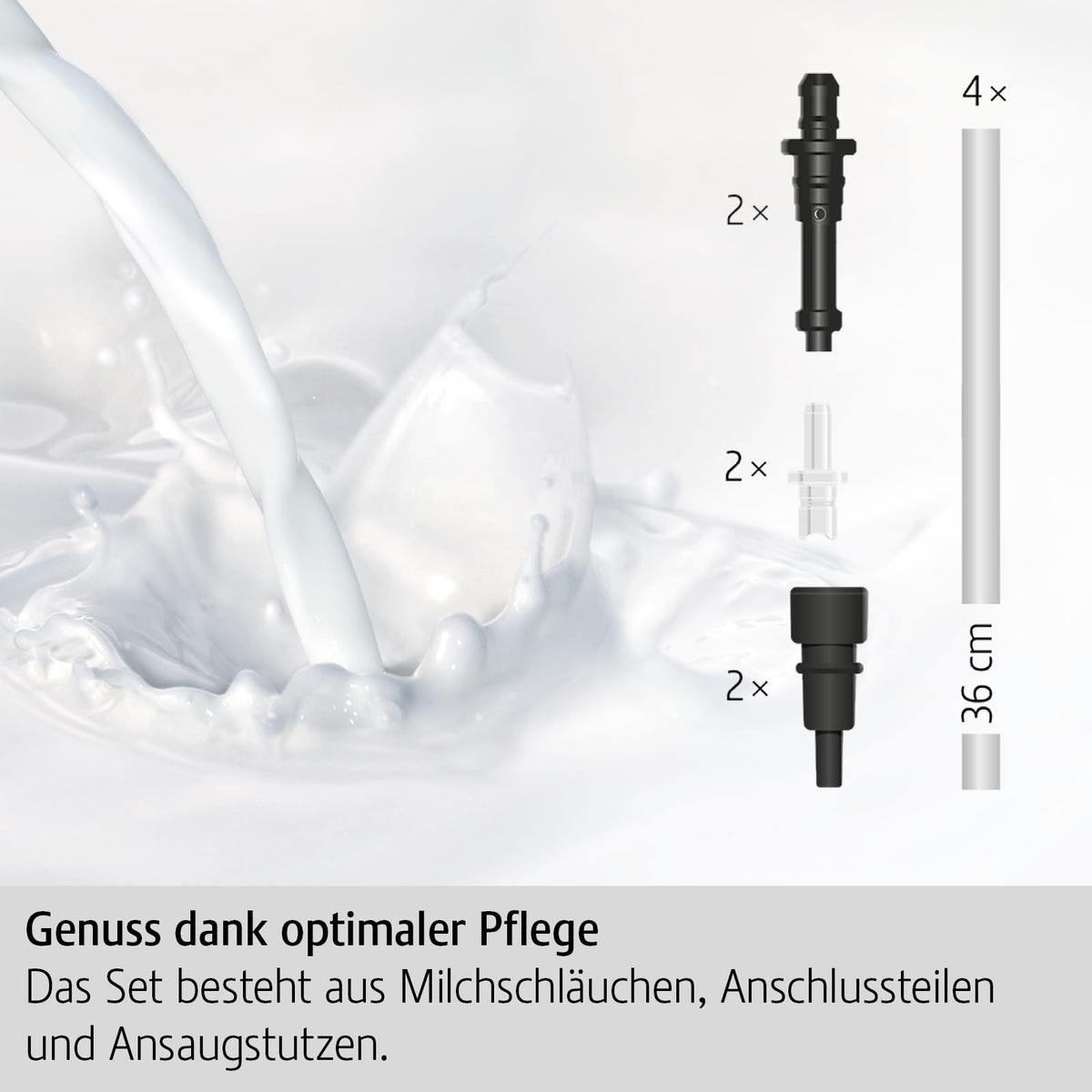 Milk tubes, nozzles and suction valves set