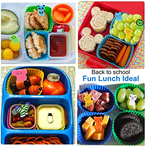 60 Pcs Silicone Lunch Box Dividers with Animal Food Picks (60 Count)