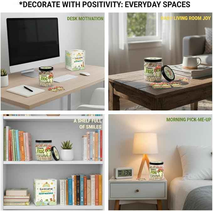 Positive Frog Jar with 60 Affirmation Cards, Emotional Support Gift, Christmas Home Office Decoration, Frog Gifts for Women, Teens, Teachers, Coworkers, Friends, Men