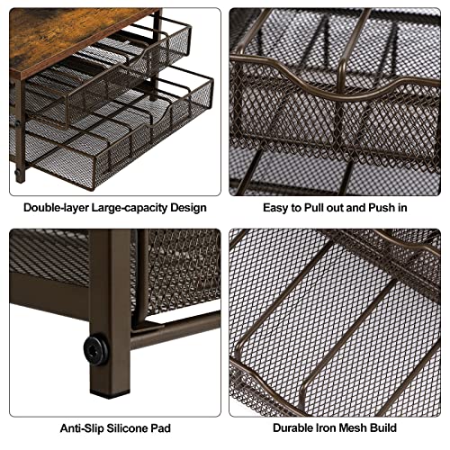 Coffee Pod Drawer Holder Coffee Pod Storage Organizer for Counter 2 Tier Coffee Pod Holder 72 Capacity Capsule Storage Rack with Sliding Baskets for Home Office