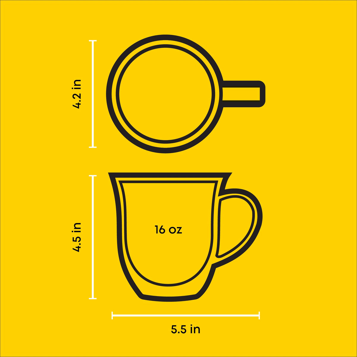 Double wall borosilicate glass mug with handle