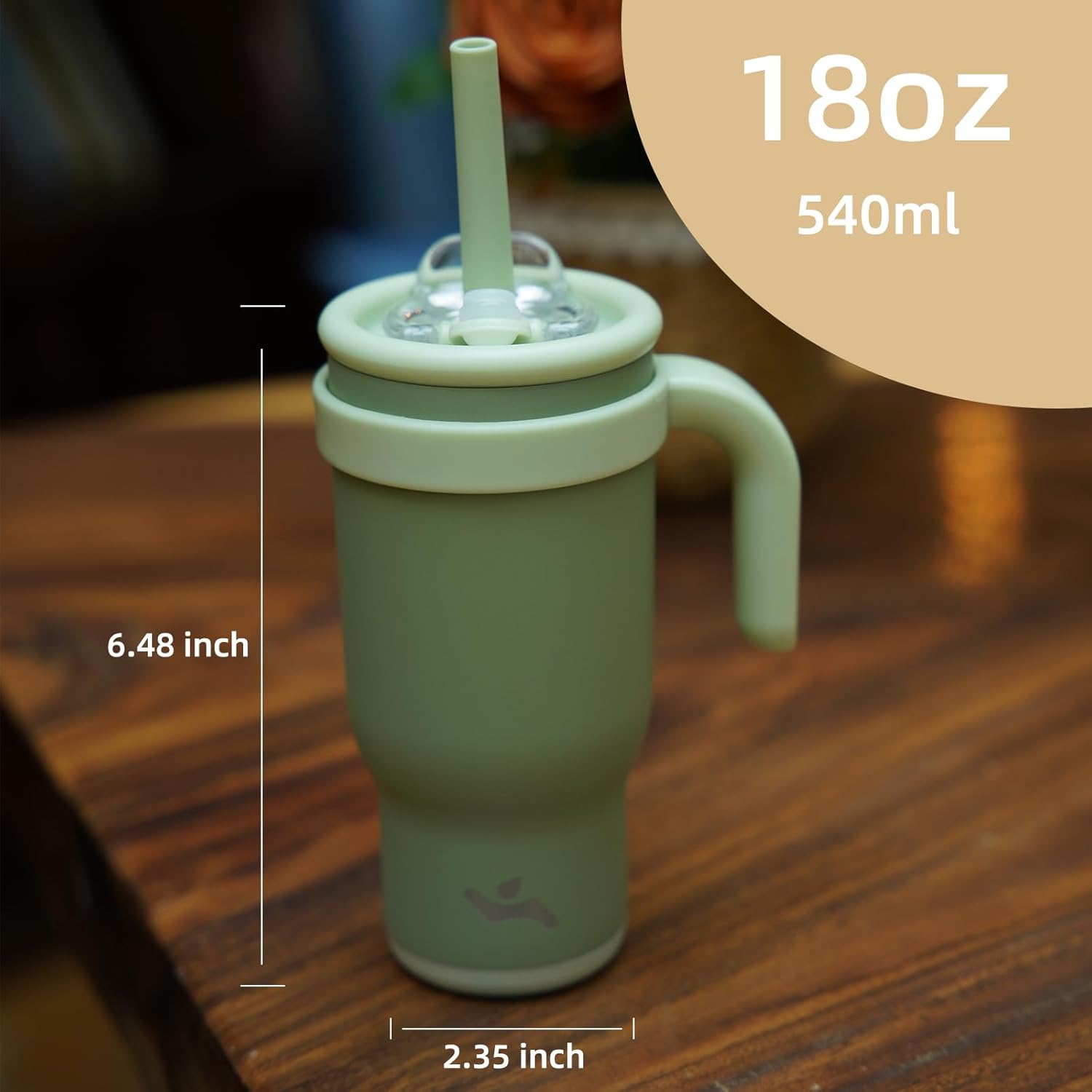 18 oz Tumbler with Side Handle, Insulated Water Bottle with Straw and 2 in 1 Lid, Stainless Steel Cup Travel Coffee Mug for Sports Office Gym,Guava